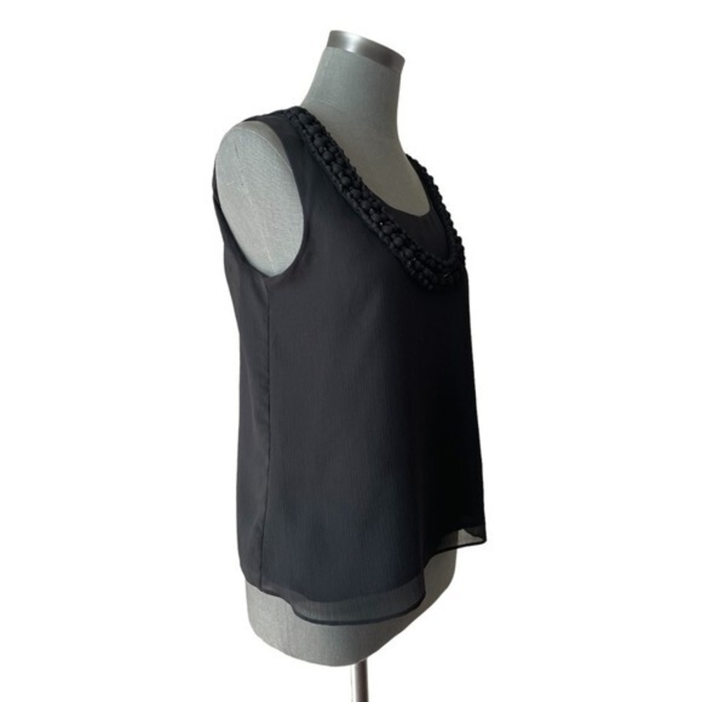 DANA BUCHMAN Women's Black Sheer Sleeveless Tank Blouse Size S Chain Detail NWT - Picture 4 of 7